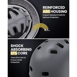 OutdoorMaster Skateboard Cycling Helmet - Two Removable Liners Ventilation Multi-Sport Scooter Roller Skate Inline Skating Rollerblading for Kids, Youth & Adults - M - Grey