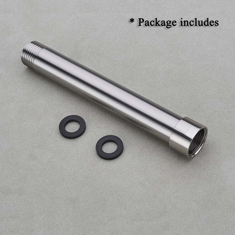 Brushed Nickel Shower Arm Extension, Female to Male 1/2 Inch