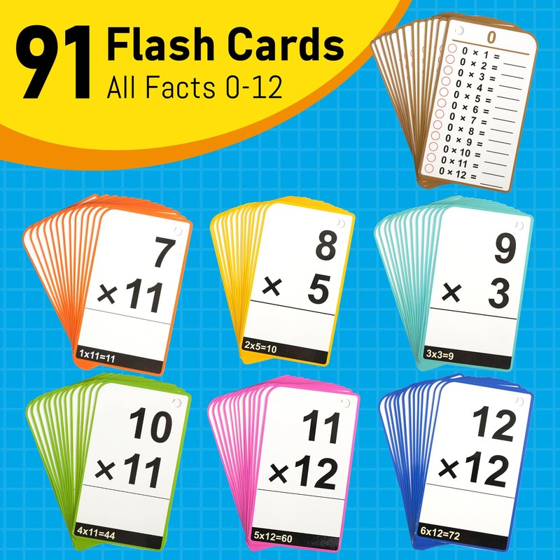BenBen Multiplication Flash Cards 0-12, 91 Cards, Times Table Flash