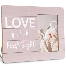 DIMSEOIUS Baby Picture Frames Newborn, New Mom Gift, Baby Ultrasound Sonogram Frame, Love at First Sight, Fits 4x6 Photo