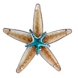 JOYBee Metal&Fused Glass Starfish Wall Art Decor,Sea Life Nautical Home Decor,Wall Art13.25inch*12.75inch, Decoration for Garden,Home,Patio,Kitchen,Bathroom, Coastal Decorations