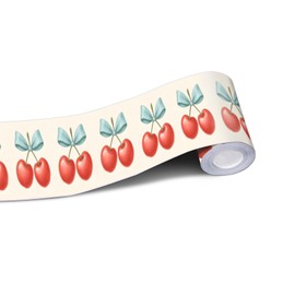 IVN Wallpaper Border Peel and Stick Wall Cherry Decorative Wall Trim Self Adhesive Border for Walls Mirror Frame Accent Strip for Bedroom Kitchen LivingRoom Vintage Design 4x196 Inch