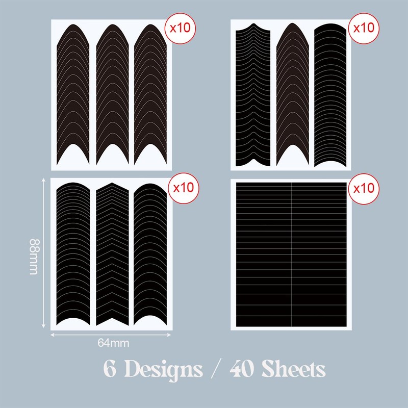 40 Sheets French Tip Nail Guides, Self-Adhesive Manicure Tips Guide