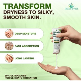 Miracle of Aloe Miracle - Crema reparadora de manos de 1 onza de loción curativa de aloe vera para manos secas y agrietadas con 60% gel de aloe ultra - hidrata, suaviza y repara - No grasa, ligeramente perfumada (paquete de 3)
