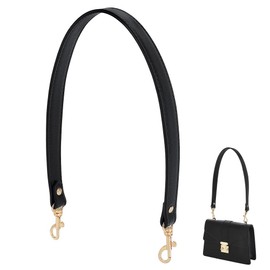 PH PandaHall 22.8 inch Leather Bag Strap, 1.1 Inch Wide Leather Puse Handle Black Purse Strap Bag Handles Replacement Handbag Strap with Golden Buckles for DIY Women Underarm Bags Shoulder Bags