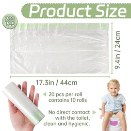 200 Pack Portable Potty Chair Liners with Drawstring,Disposable Potty Liners Bags,Training Toilet Seat Potty Bags for Kids Toddler Pet Outdoors