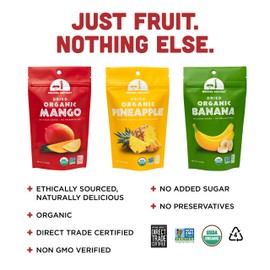 Mavuno Harvest Organic Dried Fruit Variety Pack | Dried Mango, Pineapple, and Banana | Healthy, Vegan, No Sugar Added, Non GMO Snacks for Kids & Adults | 2 Ounce, Pack of 6