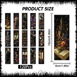 120 Pcs Dark Academia Bookmarks Bulk, Gothic Floral Aesthetic Paper Book Mark with 15 Designs for Reading Women, Dark Romance Merch Bookish Gifts Reading Accessories for Women Teens Adults