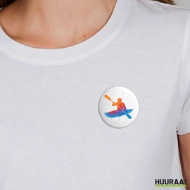 Huuraa Ansteckbutton Canoeing Kajakfahren bunte Silhouette Geschenk Größe 59mm Canoeing Accessoire