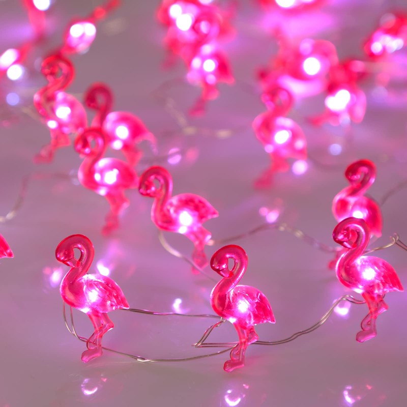 Holitown Flamingo String Lights Battery Operated with Remote 10FT 40LEDs