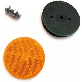 Norhogo Pack of 4 Round Rear Reflectors Diameter 58 mm Yellow with Screws and Nuts M6, Reflectors for Motorhomes, Trailers and Posts, Tested Reflectors for Trailers