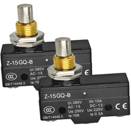 2PCS Z-15GQ-B Micro Limit Switch - 1NO+1NC Panel Mount Snap Action Switch with Screw Terminals, 15A 125-380VAC