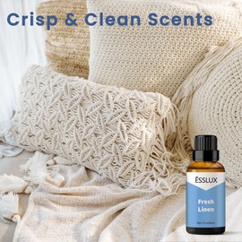 Fresh Linen Fragrance Oil - ESSLUX Aromatherapy Essential Clean Scented Oils for Diffuser, Massage, Soap, Candle Making Scents, Perfume, Home Fragrance, 30 ml