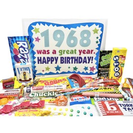 RETRO CANDY YUM ~ 1968 57th Birthday Gift Box Nostalgic Retro Candy Assortment from Childhood for 57 Year Old Man or Woman Born 1968