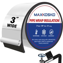 MAXKOSKO Pipe Insulation Tape, 13 FT x 3 Inch Outdoor Water Pipe Wrap Roll Weather Resistant Foam Tape Insulation Keeps Pipes Dry and Warm for Pipe Freeze Protection