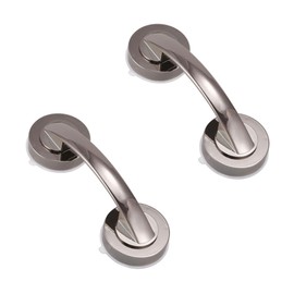 SagaSave Suction Cup Grab Bars for Bathtubs & Showers, Safety Bathroom Assist Handle, Bathroom Safety Bar for Seniors, Elderly, 8.66 Inch Shower Handle Strong Suction Grab Rails (Silver 2Pcs)
