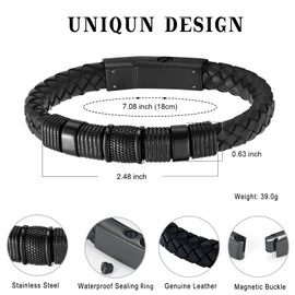 Minicremation Cremation Urn Bracelet for Ashes Keepsake Cuff Bangle Leather Bracelet for Women Men Memorial Cremation Jewellery Urn Holder, Stainless Steel, No Gemstone