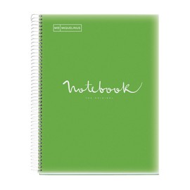 Miquelrius - A4 Notebook Emotions, 120 Sheets 90 g/m², 5 x 5 mm Squares, 5 Coloured Stripes, Microperforated Spiral, Polypropylene Cover, 4 Drills, Green