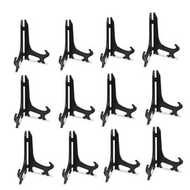 Artliving 5" Black 12pcs/set Plastic Easels Plate Display Stands Picture Frame Stand Holder