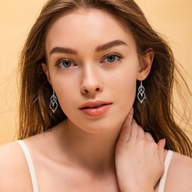 Double Twisted Drop Statement Earrings 925 Sterling Silver Earrings Dangle Earrings Handmade Hypoallergenic Infinity Earrings for Women Trendy