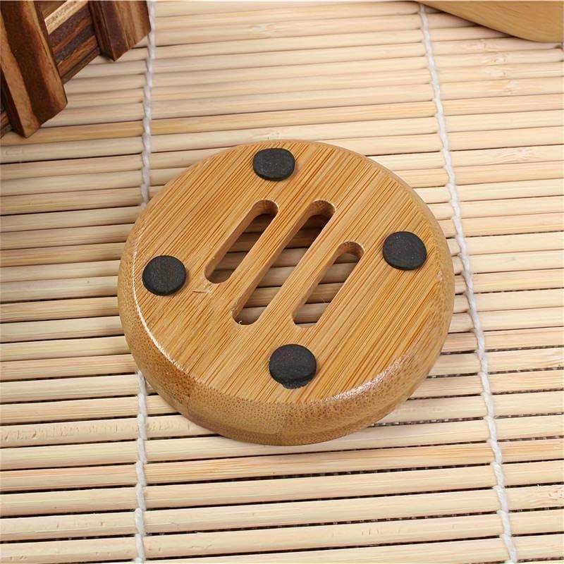 Kandid Bamboo Circular Soap Dish - Draining Soap Dish For