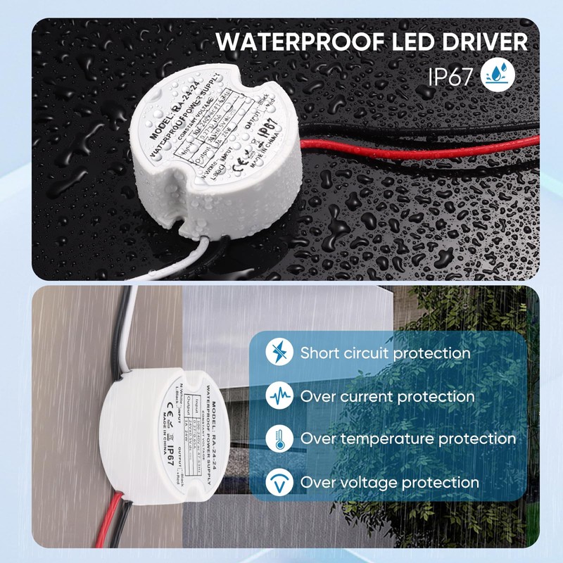 MujHoJm Waterproof IP67 LED Driver 24 Watts, LED Power Supply