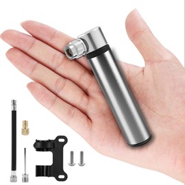 BAISEN Mini Bike Pump - Aluminum Bicycle Pump, 4.72" Hand Cycle Pump for Presta & Schrader Valves, Portable Bike Tyre Pump Fast Inflation Mini Air Pump - Small Bike Pump (Titanium)