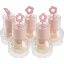 5 Piezas Esponja de Maquillaje en Forma de Champiñón con Mango Ergonómico, Esponja Facial Reutilizable para Base y Polvos, Compacta y Funcional para Maquillaje en Movimiento