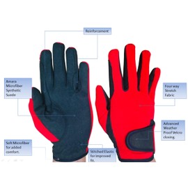 Mustang Eq Youth Equestrian Gloves for Girls & Boys Children Gloves All Weather Outdoor Sports Gloves Horse Riding (10-12 Years, Black)