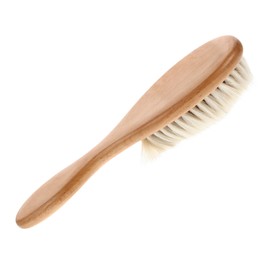 Minkissy Wood Hair Brush Wool Bristles Gentle Boy Girl Scalp Massage Comb for Newborns Detangles Hair Reduces Cradle Cap for Boys and Girls Grooming