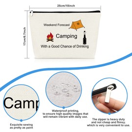 Happy Camper Gift for Women Camping Gift for Best Friend Sister Makeup Bag Camper Lover Vacation Christmas Birthday Graduation Gift RV Gifts For Campers Outdoors Travel Cosmetic Bag Girls Weekend Gift