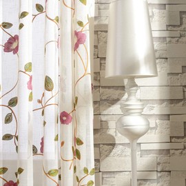 VOGOL Sheer Curtains 84 Inches Long for Living Room, Flower and Vine Embroidered Sheer Window Drapes for Kitchen, Rod Pocket Light Filtering Window Treatment, W52 x L84, 2 Panels