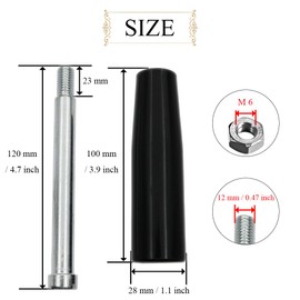 Revolving Handles Knob Handwheel M12 x 120mm Male Threaded Stem Lathe Crank Handle Trailer Jack Knob Thread Handle Grips Crank Hand Wheel with Nuts Machine Rotating Handles Black Plastic Metal 1 Set