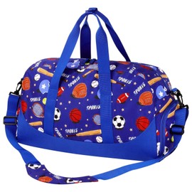 Choco Mocha Kids Duffle Bag Boys Soccer Duffle Bag for Kids Travel Bag Boys Overnight Bag for Kids Duffel Bags for Toddler Weekender Bag Childrens Kids Gym Sports Sleepover Bag 6-8 Gift Blue