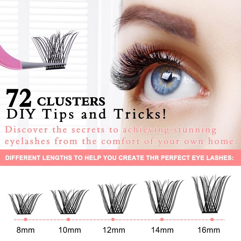 Lash Clusters DIY Eyelash Extensions, 72 Pcs Individual Lashes Cluster