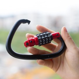 UP Security Carabiner Clip with Combination Lock, Heavy Duty Combo Locking Carabiners for Hammock, Camping, Hiking, Helmet, Backpack, Anti Theft Caribiniers Large Key Chain D Ring Hook (1, Red)