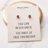 Philip Jones Rose Gold Plated Love Knot Earrings with Quote