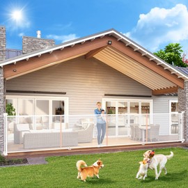 180" Extra Wide Retractable Baby Gates for Large Openings, 42" Extra Tall with Support Rods, Prevent Crawling, Mesh Dog/Pet Gate for Stairs/Doorways, Indoor/Outdoor Use