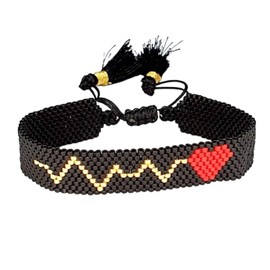 KOUA ITZ - Brazalete Mujer Brazalete Latidos Brazalete Miyuki Pulsera Arte Huichol Corazon Regalo para Mujer