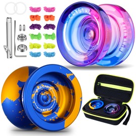MAGICYOYO Responsive Yoyo for Kids Beginner, Professional Yo-yos 2 Pack, Dual Purpose Unresponsive Yo Yo N11 and Crystal Yo-yo K2 for Kids/Adults, Extra Storage Bag + 12 Strings + Bearing Kit