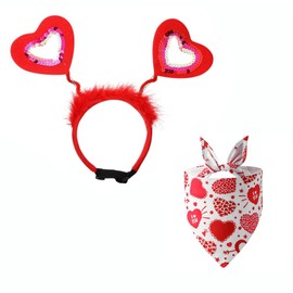 Valentine's Day Dog Headband Set Pet Love Headband Collar Holiday Birthday Party Headwear Dog Clothing Gift