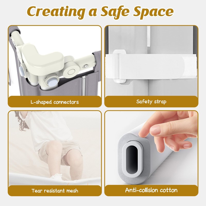 JWPEHOE Height Adjustable Bed Rail for Toddlers, Kids Safety Baby