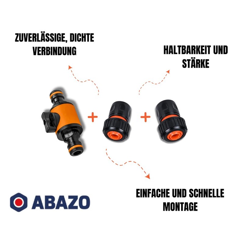 ABAZO Garden Hose Connection Nipple, Nipple with Shut-off Valve, Regulating