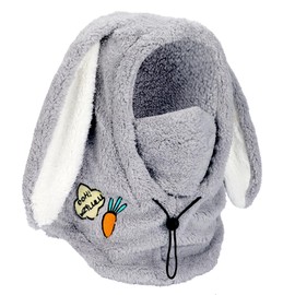 PHOGARY Balaclava Winter Hats for Women Sherpa Hood Ski Mask Rabbit Ski Mask Unisex Windproof Face Cover for Winter Thermal Scarf Hood Fluffy Balaclava, gray