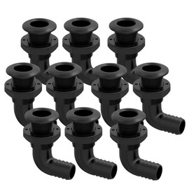 SEAFLO 3/4" 90° ángulo a través del casco con válvula de retención integrada, anticorrosión y ultra duradera para marina, barco, yate, caravana, camión, 4 años de garantía (3/4 pulgadas, negro,