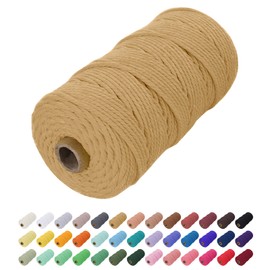 Uiopa Macrame Cord 2mm x 200m, Natural Cotton Cord Coloured Macrame Yarn Soft Rope, Macrame String Cotton Twine for Crafts, Plant Hanger, Wall Hanging, Wrapping, Christmas Decorations (Coffee)