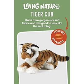 Living Nature Small Tiger Cub Stuffed Animal | Fluffy Tiger Animal | Soft Toy Gift for Kids | 10 inches
