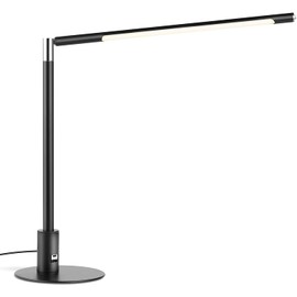 Engilen LED Desk Lamp, Eye-Caring Table Lamp,360 Adjustable Desk Light,Home Office Lamps with USB Charging Port,3 Brightness Levels 3 Lighting Modes,Blue Light Filter,Button，10W Reading Lamp,Black