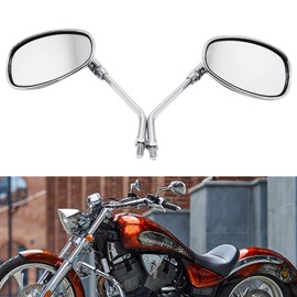 10mm Motorcycle Mirrors, Chrome M10 Rearview Mirrors for Shadow VTX Boulevard Vulcan Intruder Scooter (Chrome)