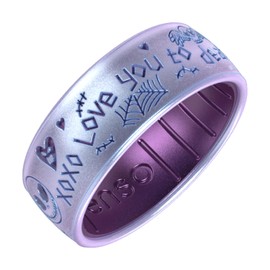 Enso Rings Nightmare Before Christmas Silicone Ring - Comfortable and Flexible Design - Love You To Death - Moonstone/Amethyst - Size 8